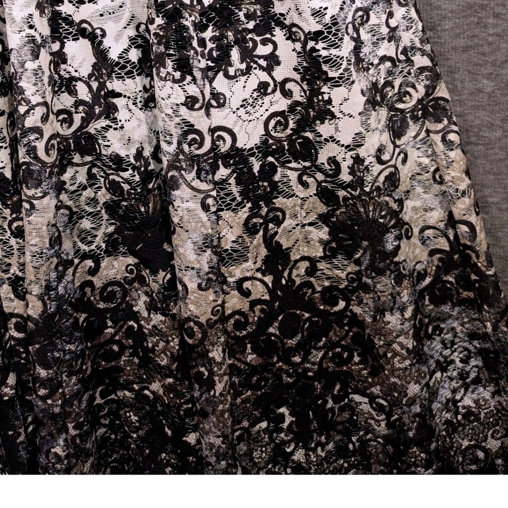 Danny & Nicole Black White Floral Lace Fit and Flare Skater Goth Dress Size 10 - Picture 4 of 8